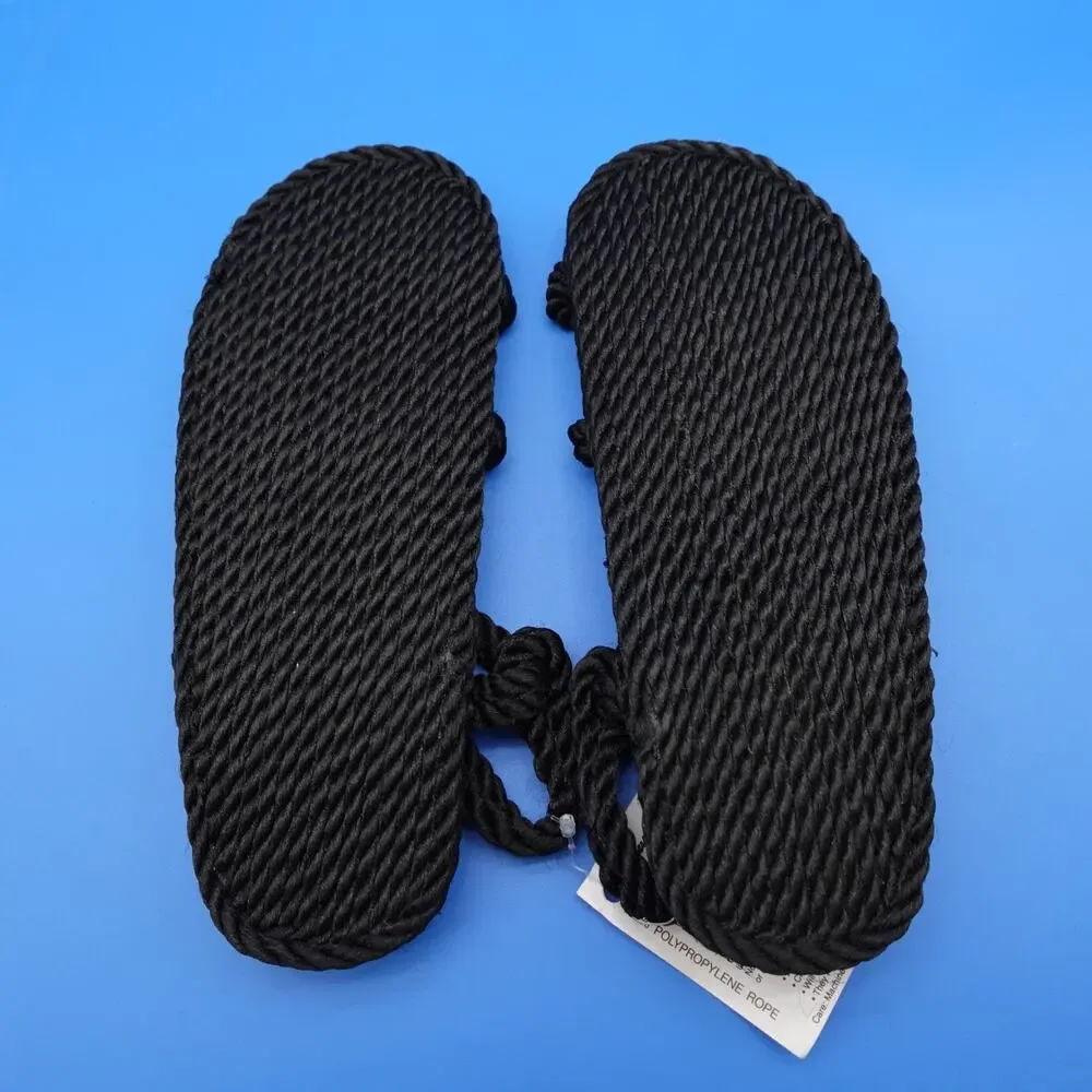 Rope Sandals Gurkee's Barbados Men's Size 8 Black 100% Poly Flip Flops NWT